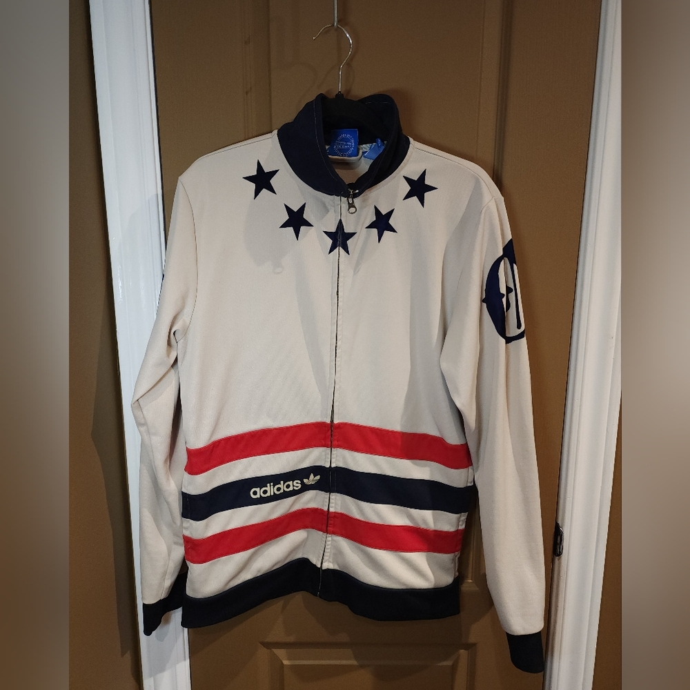 Adidas Cream and Red Track Jacket